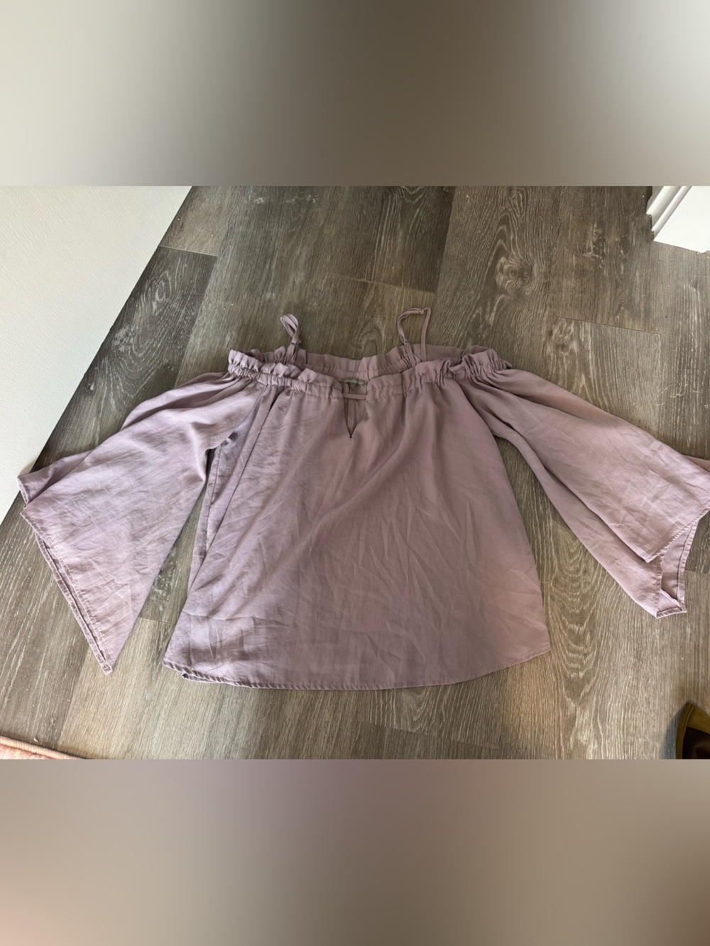 Charlotte Russe Dusty Lavender Off-Shoulder Bell Sleeve Top